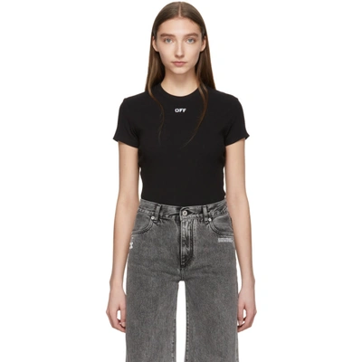 Shop Off-white Black Fitted T-shirt In Black/white