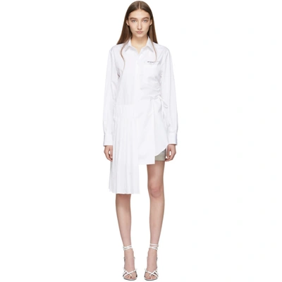 Shop Off-white White Wrap Shirt Dress In White/black