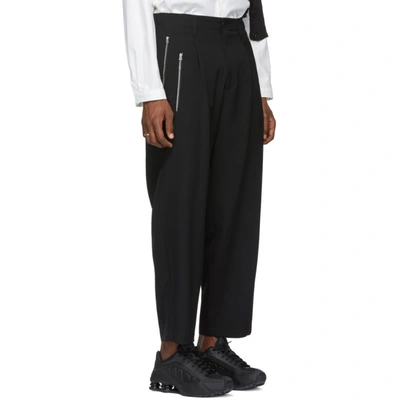 Shop Yohji Yamamoto Black Zipper Pocket Trousers