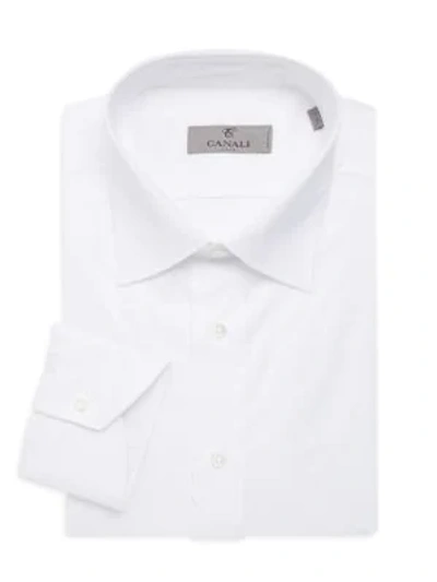 Shop Canali Modern-fit Solid Dress Shirt In White