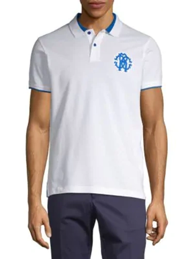 Shop Roberto Cavalli Logo Crest Polo In Bianco