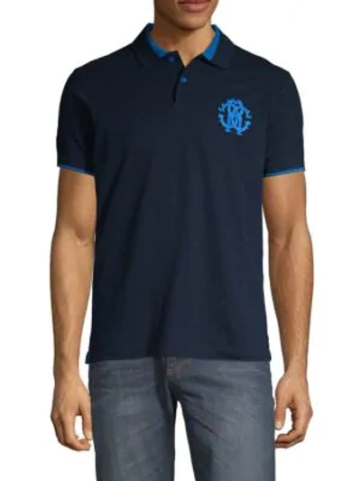 Shop Roberto Cavalli Logo Crest Polo In Navy