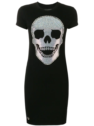 Shop Philipp Plein Fitted Skull Dress In Black