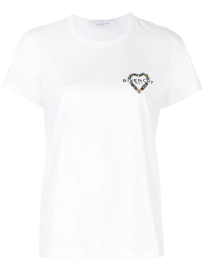 GIVENCHY HEART EMBROIDERED FITTED SHIRT - 白色