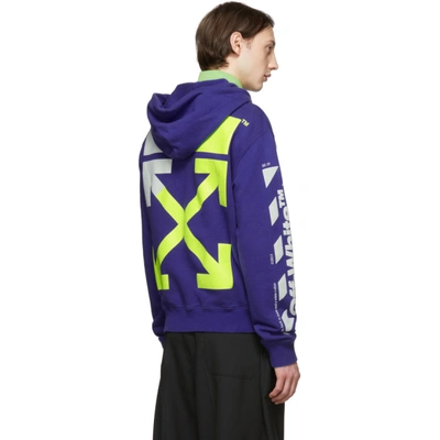 Shop Off-white Blue And Yellow Diag Logo Hoodie