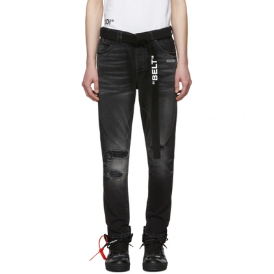 Shop Off-white Black Slim Low Crotch Jeans