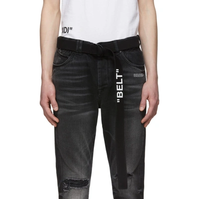 OFF-WHITE 黑色低裆修身牛仔裤