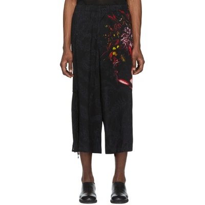 Shop Yohji Yamamoto Black Woman Baty Print Trousers