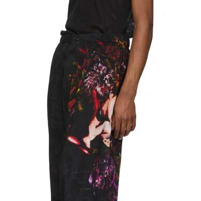 Shop Yohji Yamamoto Black Woman Baty Print Trousers