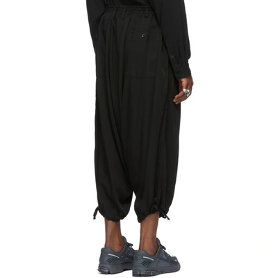 Shop Yohji Yamamoto Black Twill Dropped Inseam Trousers