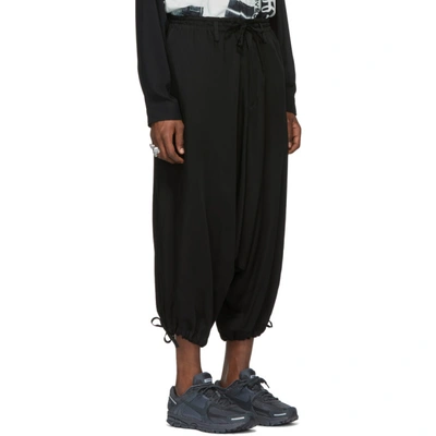 Shop Yohji Yamamoto Black Twill Dropped Inseam Trousers