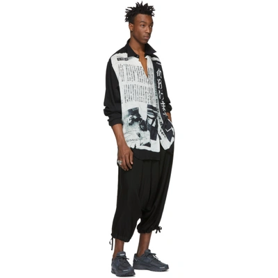 Shop Yohji Yamamoto Black Twill Dropped Inseam Trousers