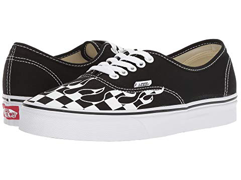 black checkered flame vans