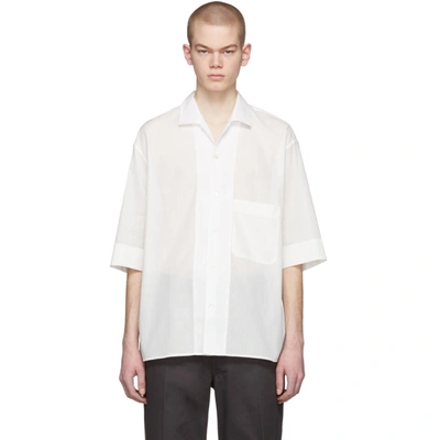 Shop Lemaire White Convertible Collar Shirt In 060 Cream