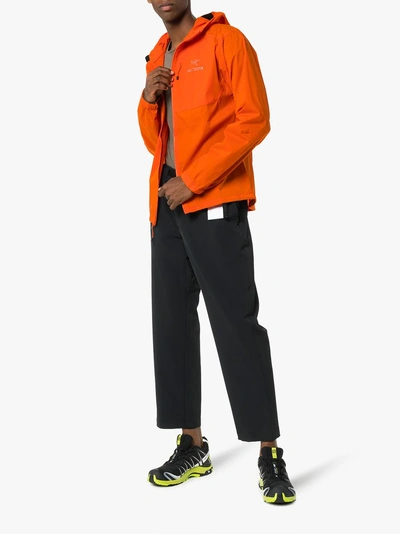 Shop Arc'teryx Orange Squamish Logo Print Hooded Jacket