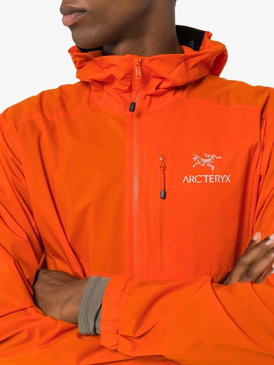 Shop Arc'teryx Orange Squamish Logo Print Hooded Jacket