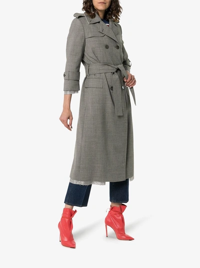 Shop Thom Browne Double-breasted Wool Trench Coat In Grey