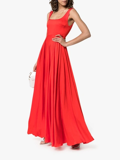 Shop Solace London Naie Satin Maxi-dress In Red
