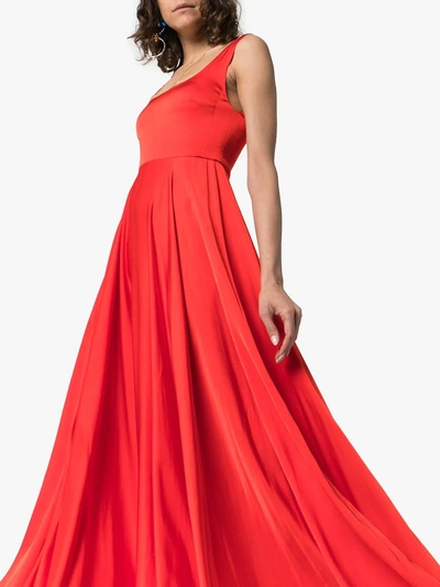 Shop Solace London Naie Satin Maxi-dress In Red