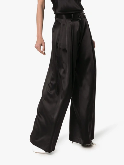 Shop Nili Lotan Pleated Wide Leg Trousers In Black