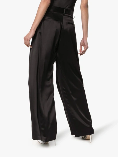 Shop Nili Lotan Pleated Wide Leg Trousers In Black