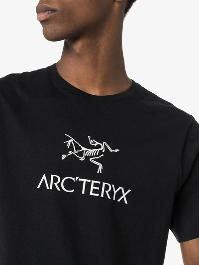 Shop Arc'teryx Black Arcword Logo Print Cotton T-shirt