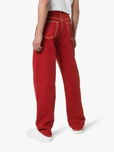 Shop Eytys Benz Wide-leg Cotton Twill Jeans In Red