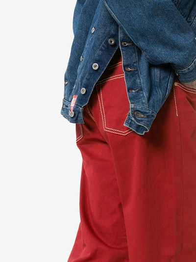 Shop Eytys Benz Wide-leg Cotton Twill Jeans In Red