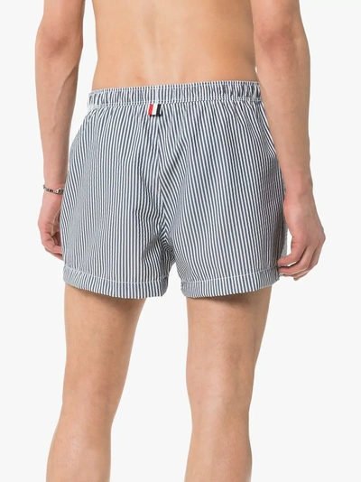 Shop Thom Browne Striped Swimshorts In Blue