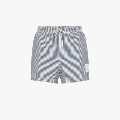 Shop Thom Browne Striped Swimshorts In Blue