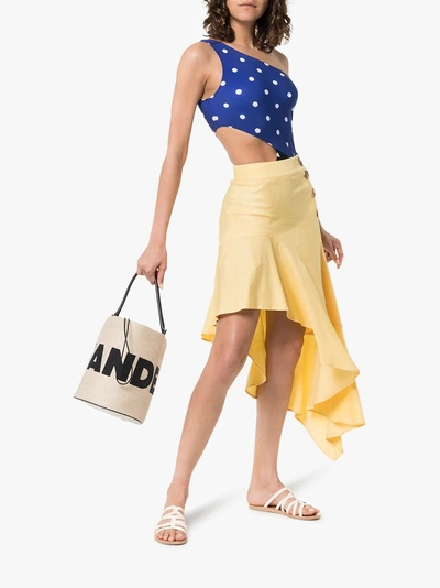 Shop Araks Emlar Two Tone Polka Dot Cut-out Swimsuit In Blue White