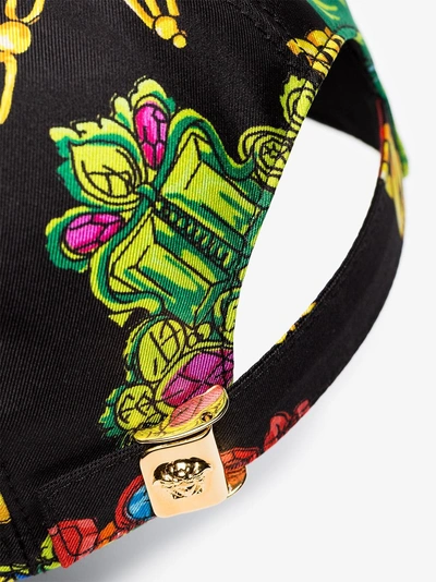 Shop Versace Multicoloured Logo Embroidered Jewellery Print Silk Baseball Cap In I777 Black