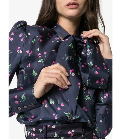 Shop Racil Agata Tie Neck Button Floral Top In Black Multi