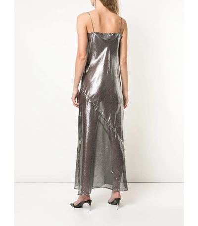 Shop Lisa Marie Fernandez Side Slit Sheer Slip Dress In Silver