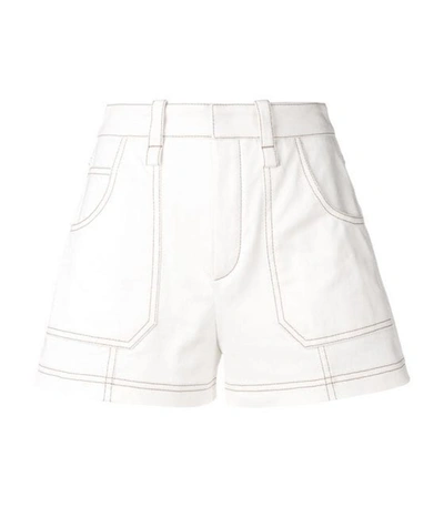 Shop Chloé Cotton Denim Shorts In Ivory