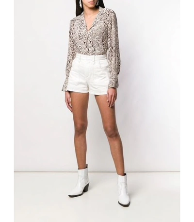 Shop Chloé Cotton Denim Shorts In Ivory
