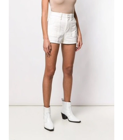 Shop Chloé Cotton Denim Shorts In Ivory