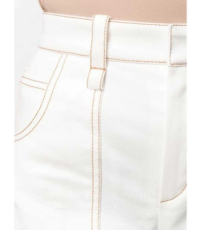 Shop Chloé Cotton Denim Shorts In Ivory