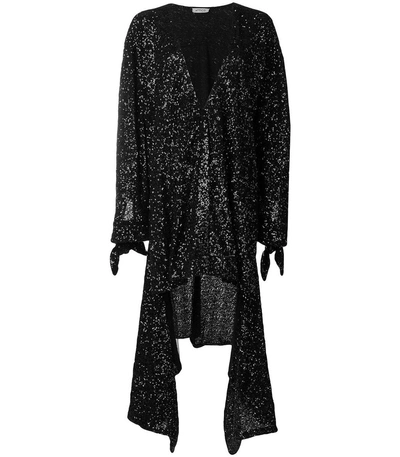 Shop Attico Sequined Asymmetric Dress In Black