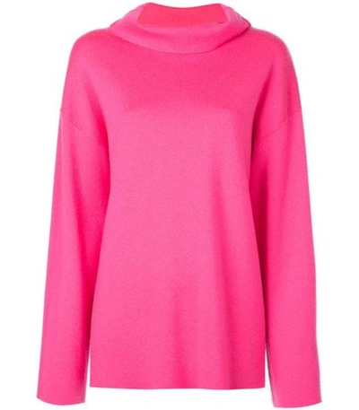 Shop Adam Lippes Double Face Merino Neon Turtleneck Sweater In Pink