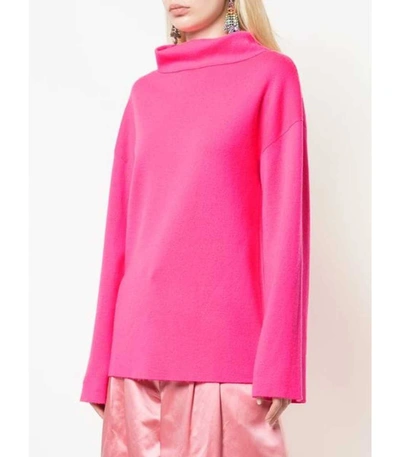 Shop Adam Lippes Double Face Merino Neon Turtleneck Sweater In Pink