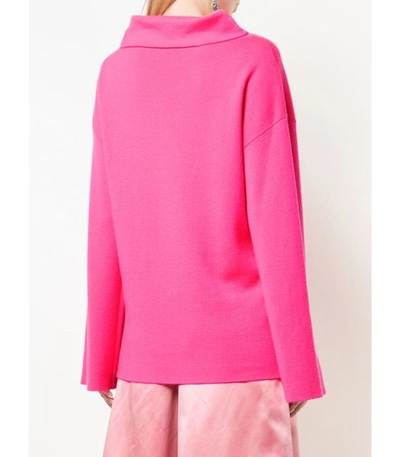 Shop Adam Lippes Double Face Merino Neon Turtleneck Sweater In Pink