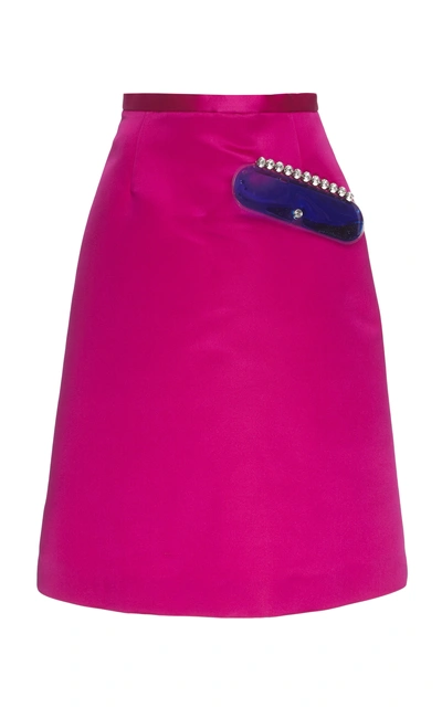 Shop Christopher Kane Gel Patch Embellished Midi Skirt In Pink