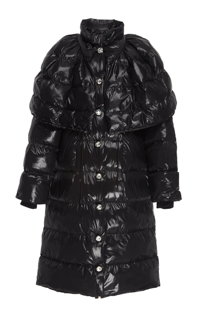 Shop Christopher Kane Cupcake Metallic Oversized Puffer Coat In Black