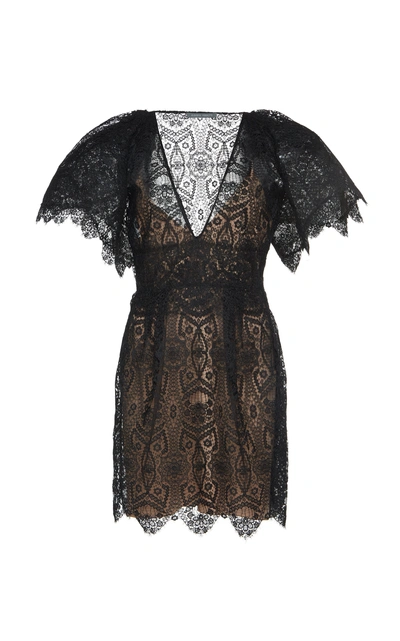 Shop Alberta Ferretti Reversible Lace Mini Dress In Black