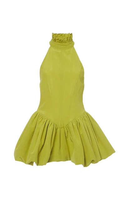 Shop Attico Taffeta Mini Party Dress In Yellow