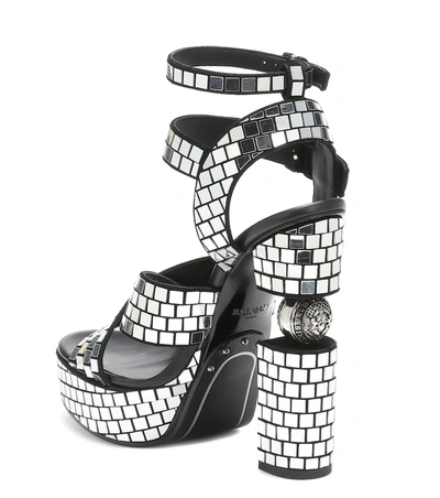 Shop Balmain Jenni Suede Embellished Sandals In Black