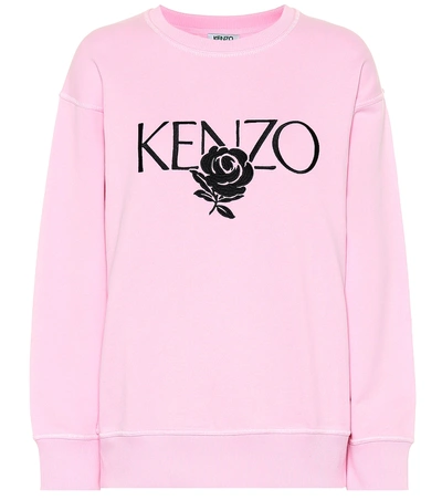 Shop Kenzo Embroidered Cotton Sweatshirt In Pink