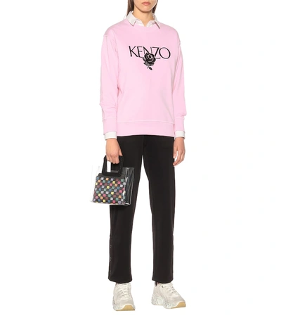 Shop Kenzo Embroidered Cotton Sweatshirt In Pink