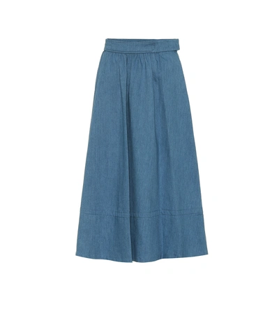 Shop Apc Margaux Chambray Skirt In Blue